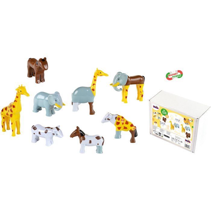 Magnetic Animals - KLEIN - 0066 - 8 Large Funny Animals Puzzle, Closed Box - 32 Pieces - From 12 Months