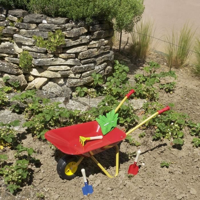 Metal wheelbarrow - KLEIN - 7669 - With 3 tools and 1 pair of gloves - From 3 years old