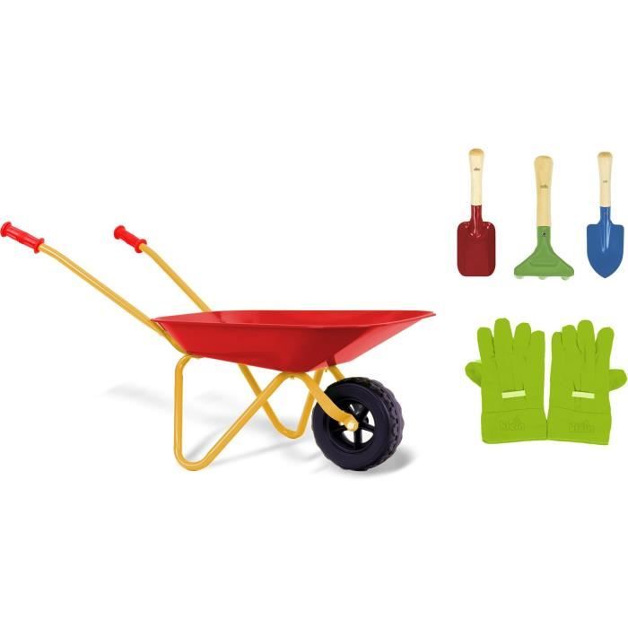 Metal wheelbarrow - KLEIN - 7669 - With 3 tools and 1 pair of gloves - From 3 years old