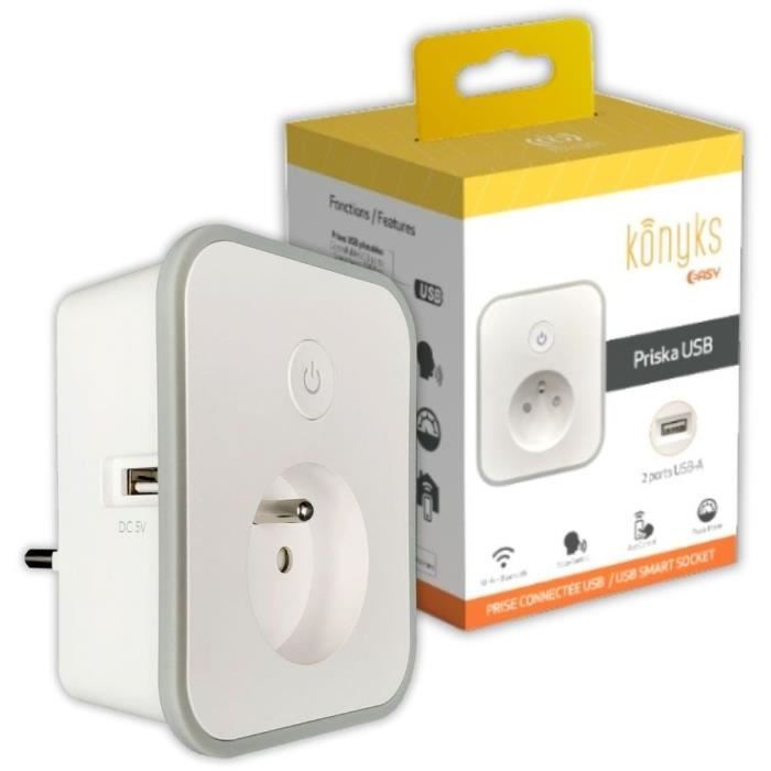 Konyks Priska USB - Wi-Fi + Bluetooth 16A socket with 2 USB-A sockets + Consumption meter