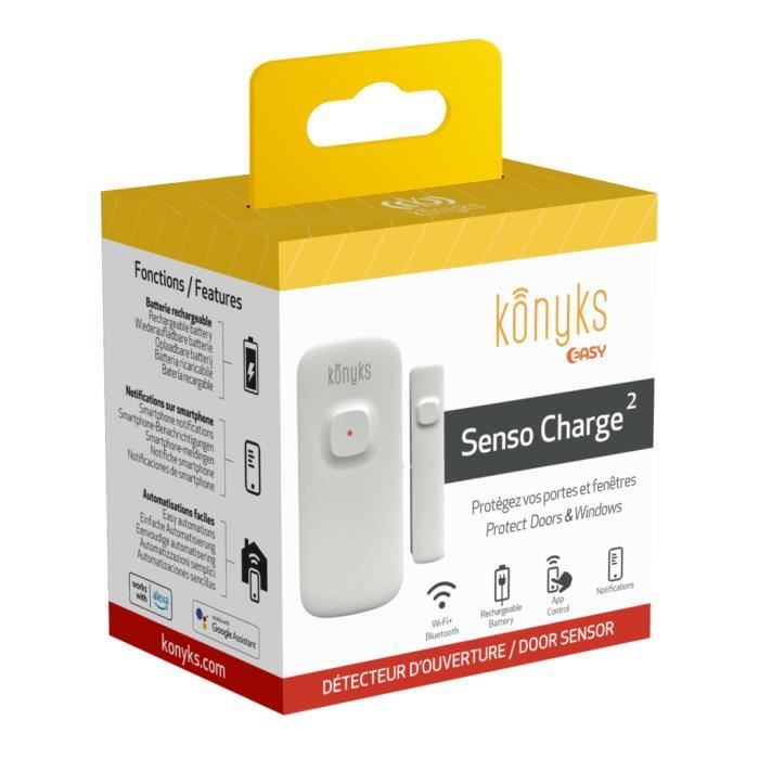 Konyks Senso Charge 2 - Battery-powered Wi-Fi opening detector for doors and windows, 1 year battery life, Smartphone notifications