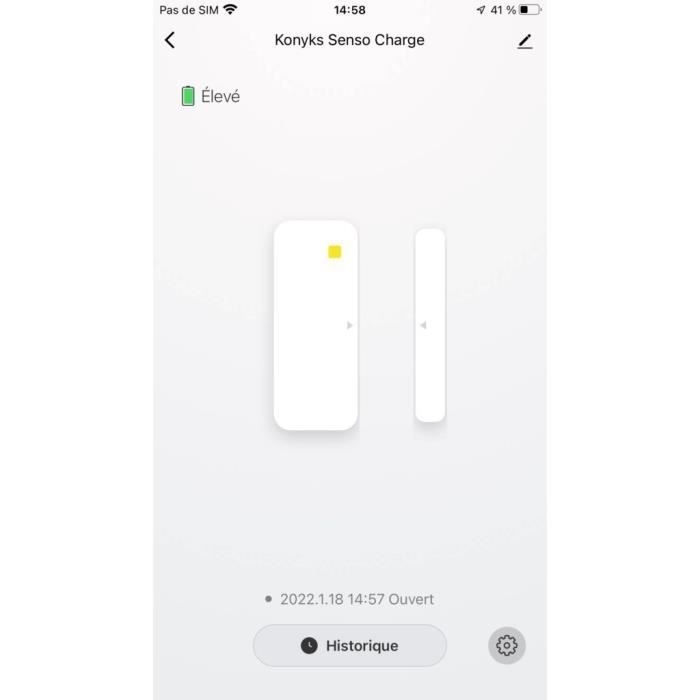 Konyks Senso Charge 2 - Battery-powered Wi-Fi opening detector for doors and windows, 1 year battery life, Smartphone notifications