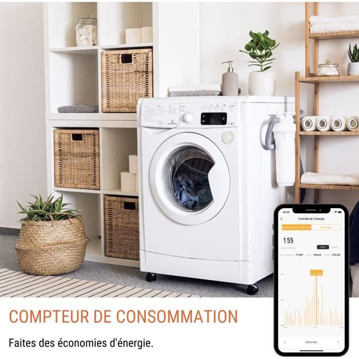 Set of 2 Wi-Fi + BT connected sockets - KONYKS - Priska FR Dual Pack - 16 A - With consumption meter
