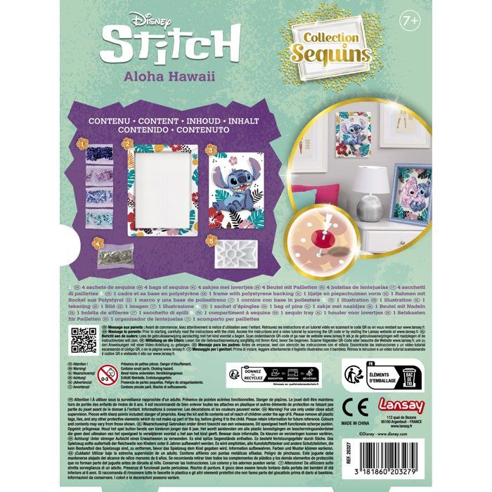 STITCH sequin collection, creative game, Disney Stitch set, ages 7 and up, LANSAY