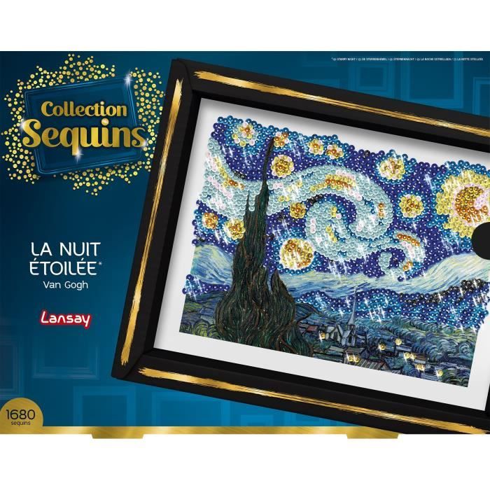 Creative leisure kit - LANSAY - Sequins collection - The starry night - Van Gogh - From 14 years old