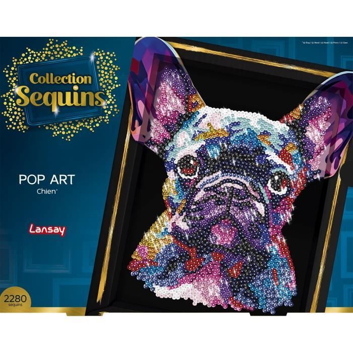 Creative leisure kit - LANSAY - Sequins collection - Pop art dog - From 14 years old