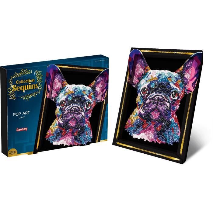 Creative leisure kit - LANSAY - Sequins collection - Pop art dog - From 14 years old