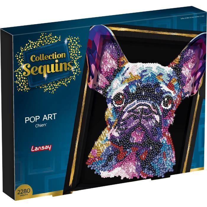 Creative leisure kit - LANSAY - Sequins collection - Pop art dog - From 14 years old