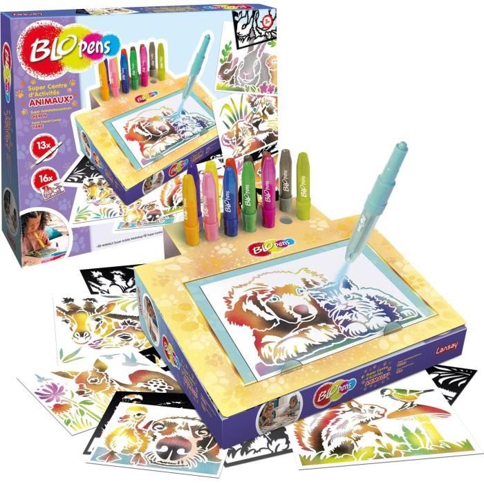 Coloring game - LANSAY - Blopens Animals - 16 stencils - Washable - From 5 years old