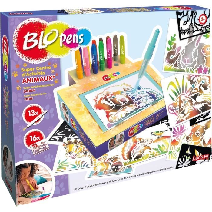 Coloring game - LANSAY - Blopens Animals - 16 stencils - Washable - From 5 years old