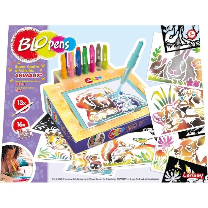 Coloring game - LANSAY - Blopens Animals - 16 stencils - Washable - From 5 years old