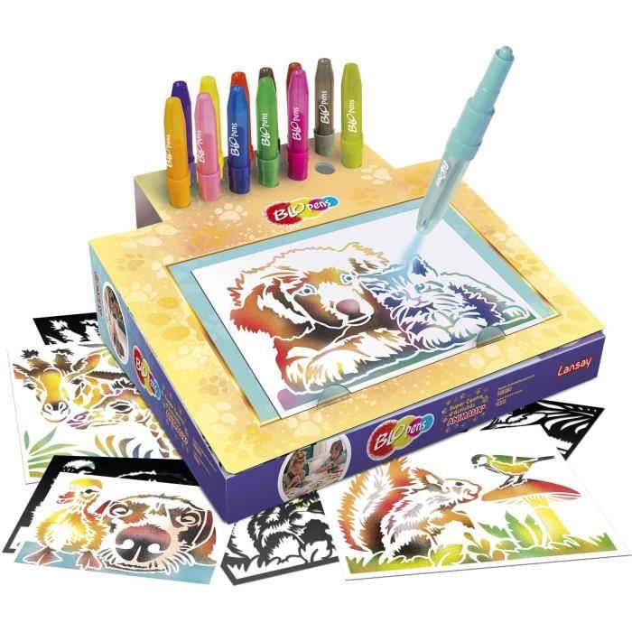 Coloring game - LANSAY - Blopens Animals - 16 stencils - Washable - From 5 years old