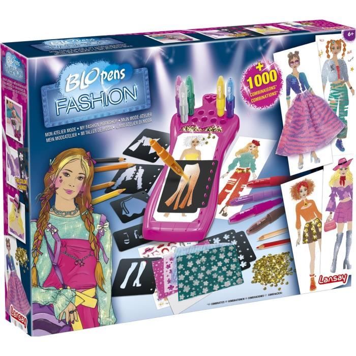Coloring game - LANSAY - Blopens - My Fashion Workshop - 20 stencils - From 7 years old
