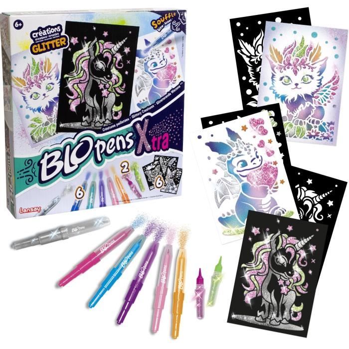 Blopens - LANSAY - Glittery creatures - 6 stencils - Ages 6 and up