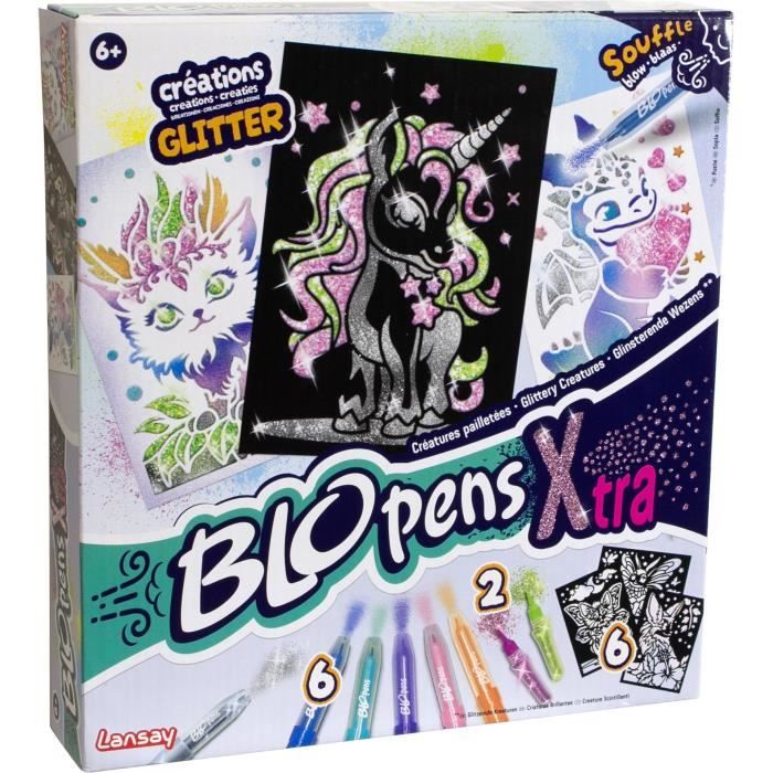 Blopens - LANSAY - Glittery creatures - 6 stencils - Ages 6 and up