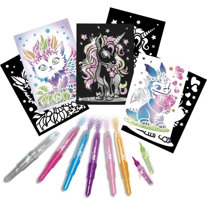Blopens - LANSAY - Glittery creatures - 6 stencils - Ages 6 and up