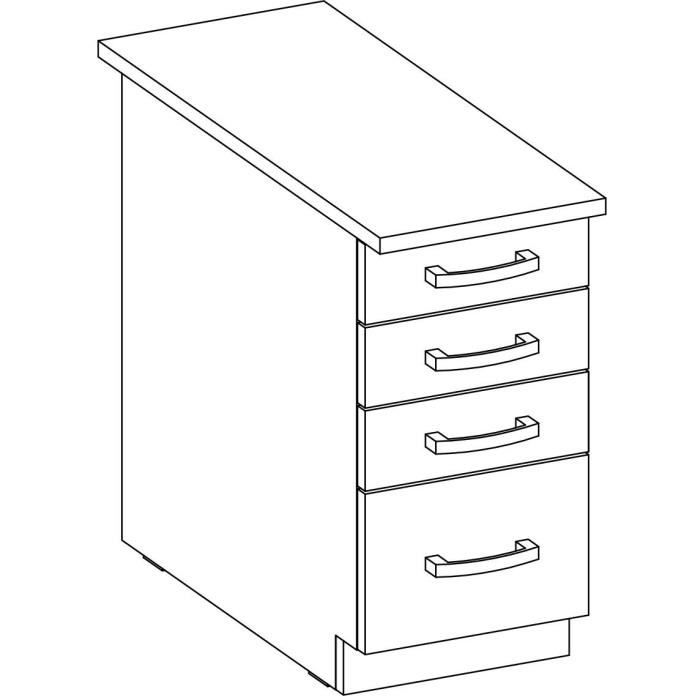 Low cabinet 4 drawers with worktop - matt gray - L 40 x D 51.6 x H 85 cm - lassen
