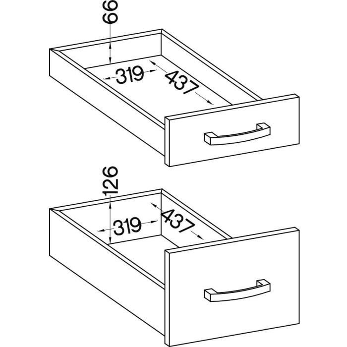 Low cabinet 4 drawers with worktop - matt gray - L 40 x D 51.6 x H 85 cm - lassen