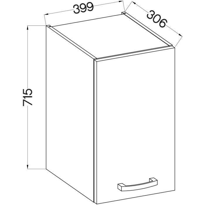 High furniture 1 hinged door - matt gray - l 40 x D 31.6 x 72 cm - lassen