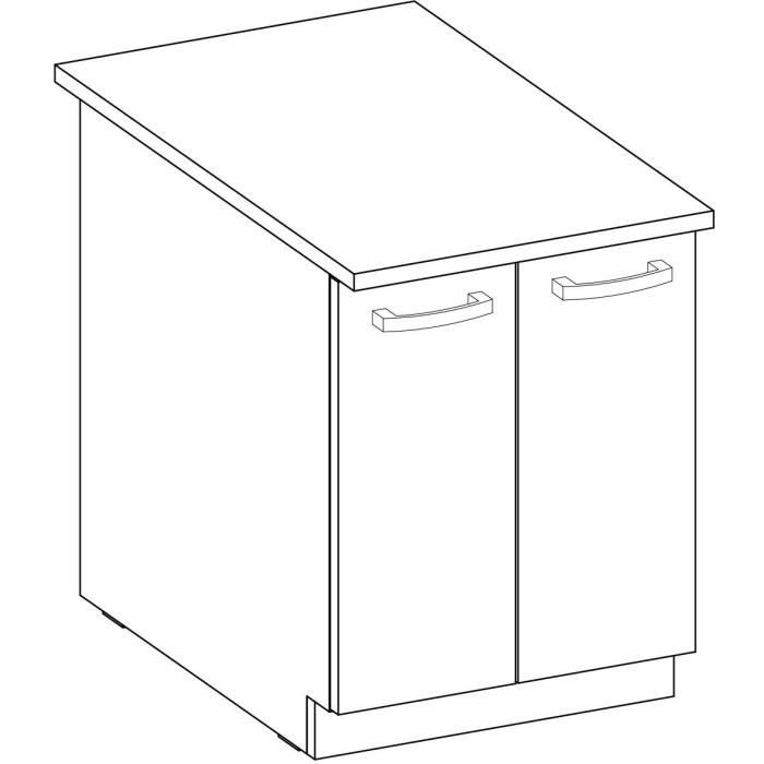 Low cabinet 2 hinged doors - matt gray - L 60 x D 51.6 x H 85 cm - lassen