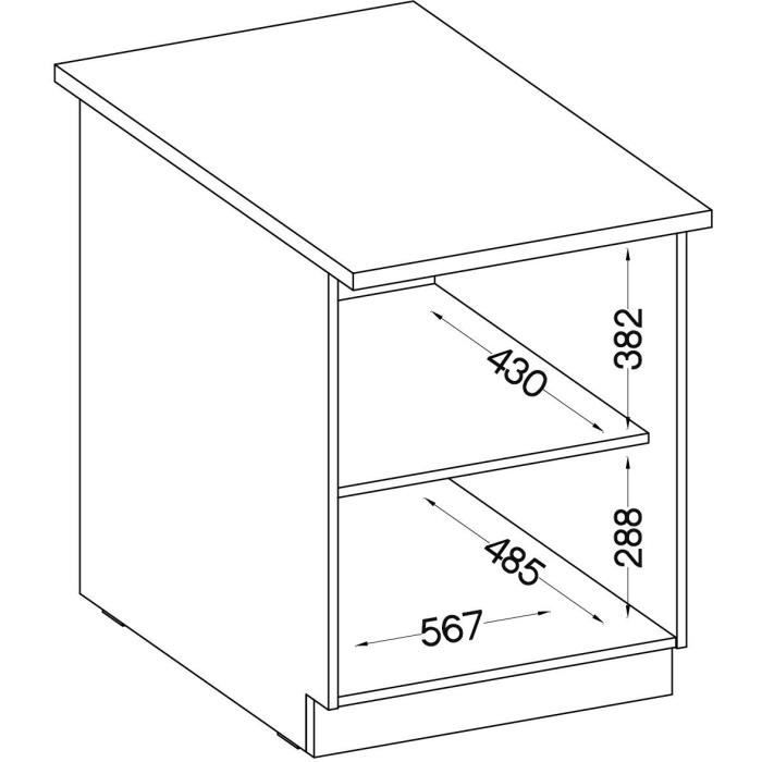 Low cabinet 2 hinged doors - matt gray - L 60 x D 51.6 x H 85 cm - lassen