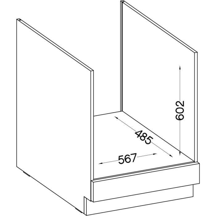 Low cabinet for built -in oven with worktop - matt gray - L 60 x D 51.6 x H 85 cm - lassen