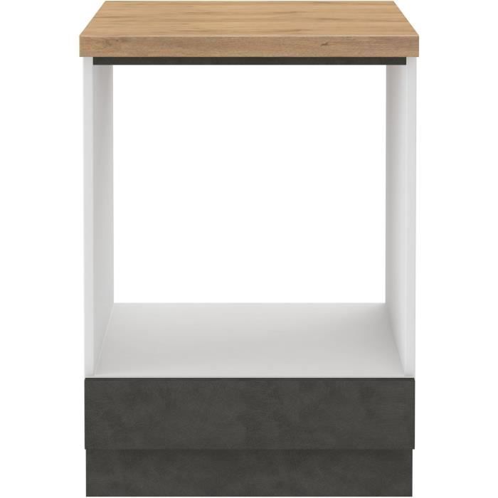Low cabinet for built -in oven with worktop - matt gray - L 60 x D 51.6 x H 85 cm - lassen