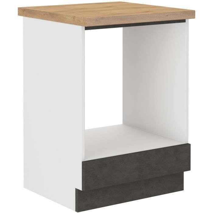 Low cabinet for built -in oven with worktop - matt gray - L 60 x D 51.6 x H 85 cm - lassen