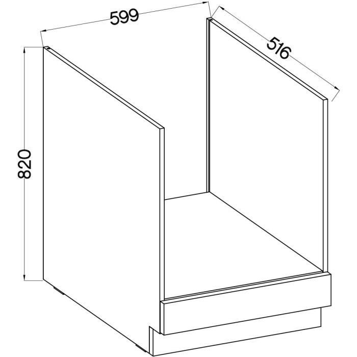 Low cabinet for built -in oven with worktop - matt gray - L 60 x D 51.6 x H 85 cm - lassen