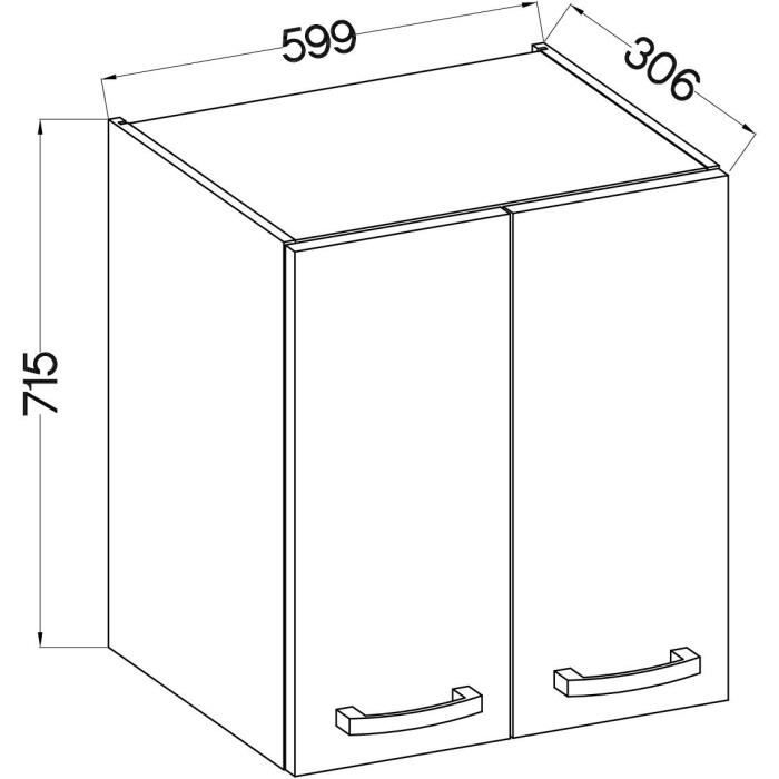 High cabinet with hinged doors - Matt gray - L 60 cm x D 31.6 x H 72 cm - LASSEN