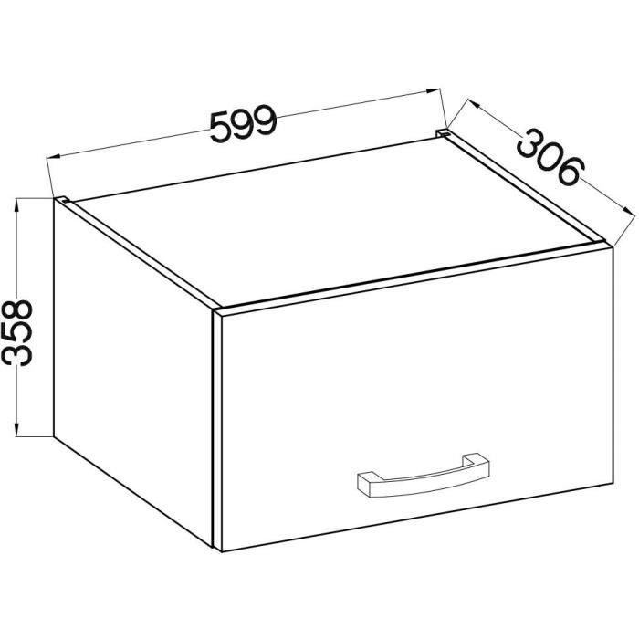 Tilting door hood - matt gray - L 60 x 31.6 x H 36 cm - lassen
