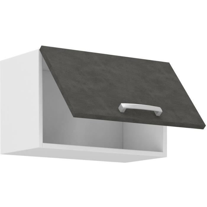 Tilting door hood - matt gray - L 60 x 31.6 x H 36 cm - lassen