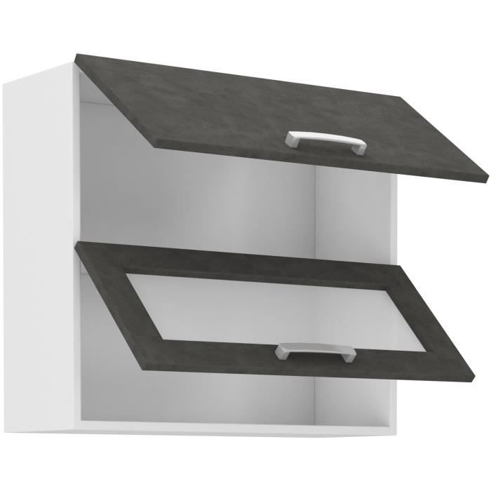 High cabinet 2 tilting doors - L 80 x D 31.6 x H 72 - Mat gray - Lassen