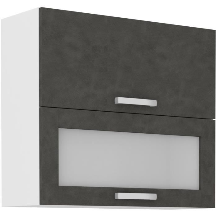 High cabinet 2 tilting doors - L 80 x D 31.6 x H 72 - Mat gray - Lassen