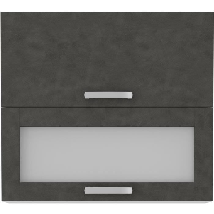 High cabinet 2 tilting doors - L 80 x D 31.6 x H 72 - Mat gray - Lassen