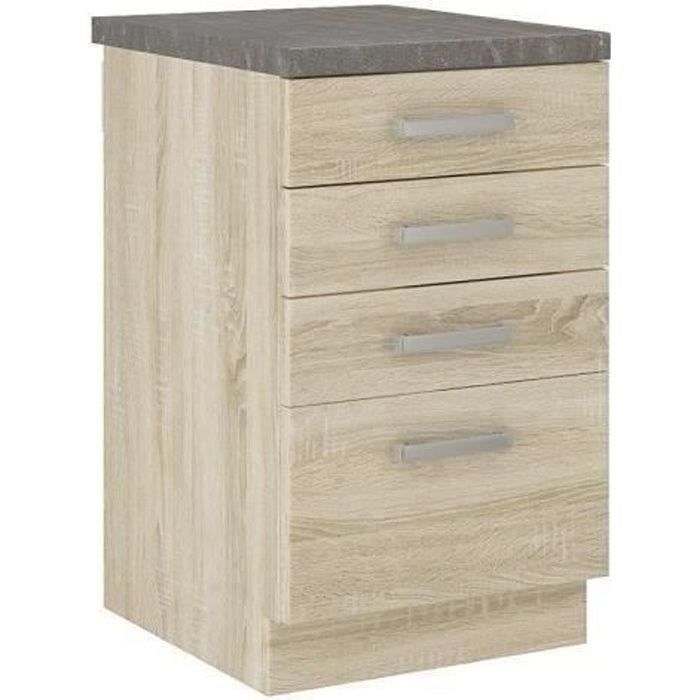 Low cabinet 4 drawers with worktop - Sonoma chene decor - L 40 x D 51.6 x H 85 cm - LASSEN