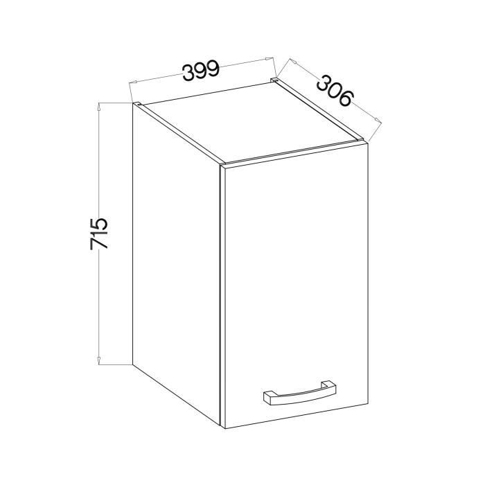High cabinet 1 hinged door - Sonoma chene decor - L 40 x D 31.6 x 72 cm - lassen