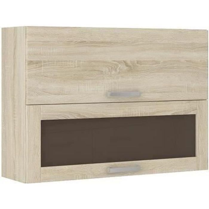 High glass cabinet 2 tilting doors - L 80 x D 31.6 x H 72 - Sonoma - lassen decor
