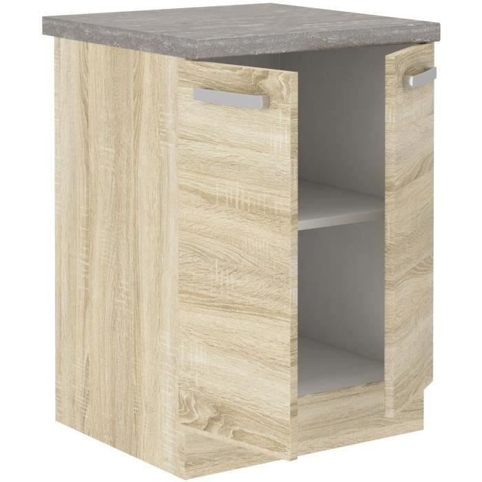 Low cabinet 2 hinged doors - Sonoma chene decor - L 60 x D 51.6 x H 85 cm - lassen