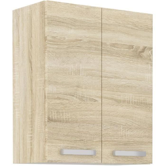 High cabinet 2 hinged doors - Sonoma chene decor - L 60 cm x D 31.6 x H 72 cm - lassen