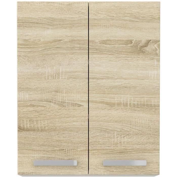High cabinet 2 hinged doors - Sonoma chene decor - L 60 cm x D 31.6 x H 72 cm - lassen