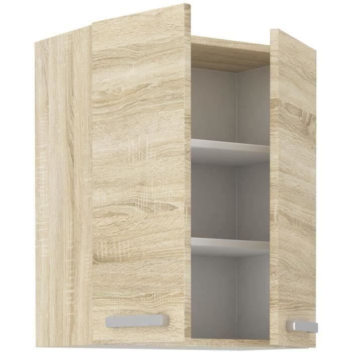High cabinet 2 hinged doors - Sonoma chene decor - L 60 cm x D 31.6 x H 72 cm - lassen