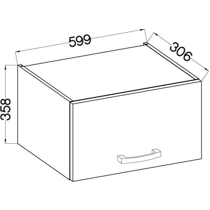 Tilting door hood cabinet - Sonoma oak decor - L 60 x 31.6 x H 36 cm - LASSEN