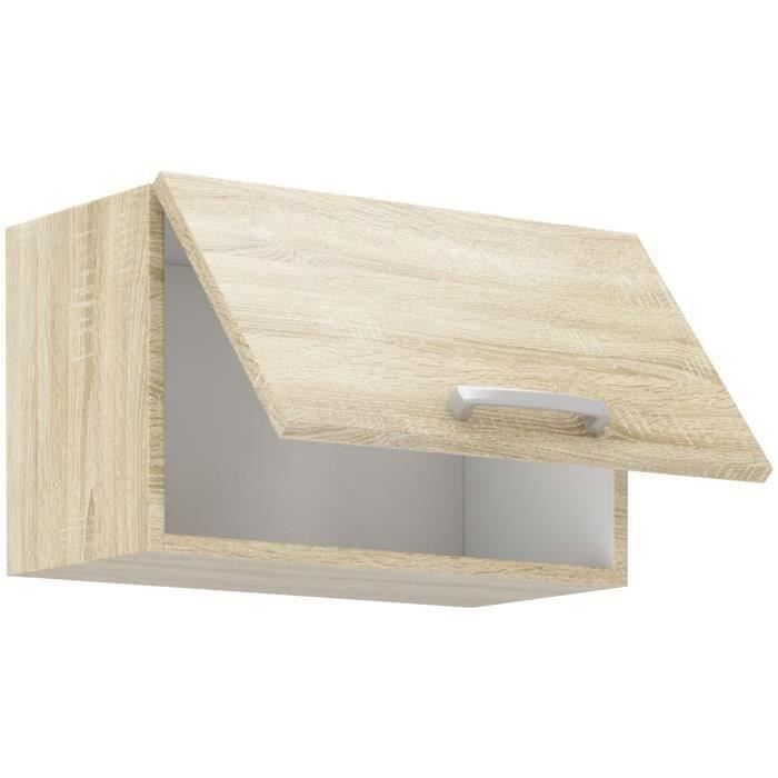Tilting door hood cabinet - Sonoma oak decor - L 60 x 31.6 x H 36 cm - LASSEN
