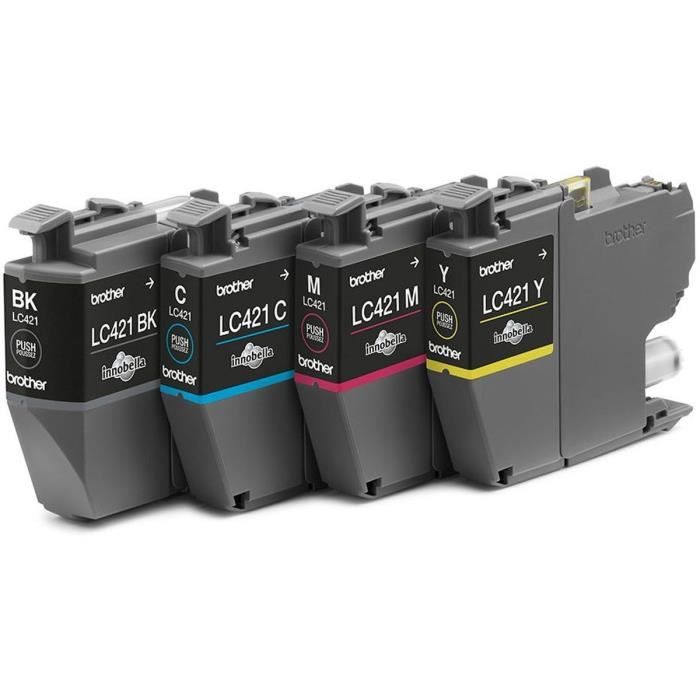 Pack of 4 LC421VAL ink cartridges - BROTHER - Black, Cyan, Magenta and Yellow standard capacity of 200 pages - For DCP-J1050DW