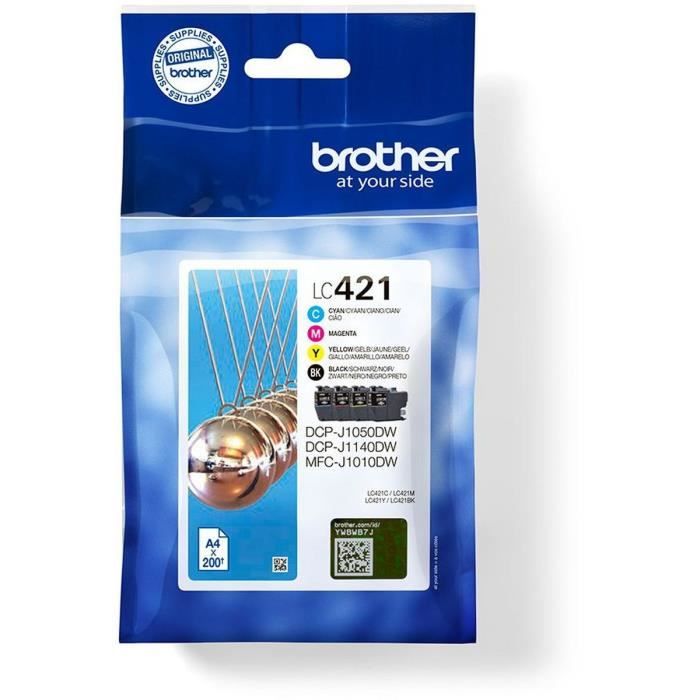 Pack of 4 LC421VAL ink cartridges - BROTHER - Black, Cyan, Magenta and Yellow standard capacity of 200 pages - For DCP-J1050DW