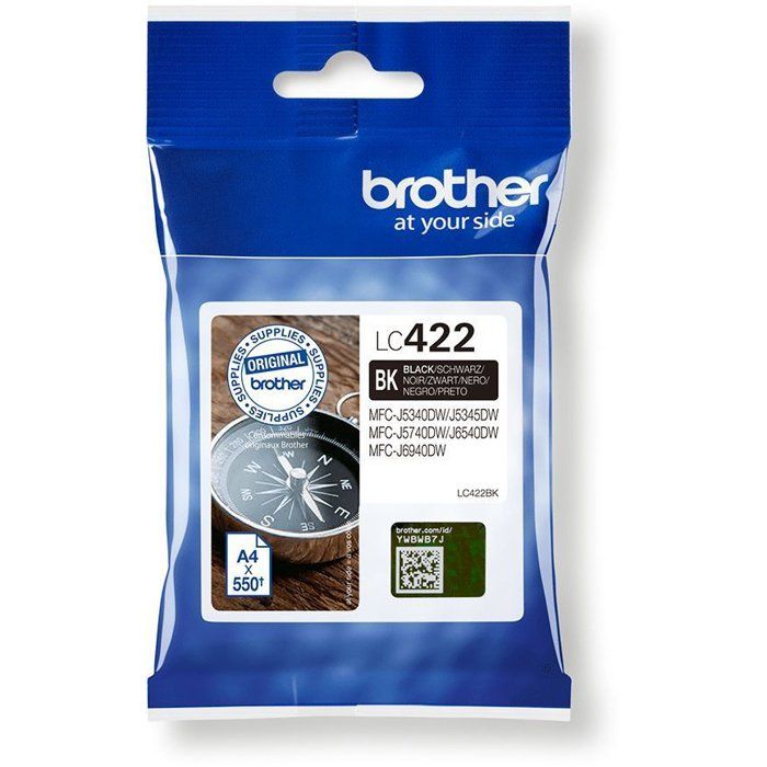Cartridge LC422BK - BROTHER - Black 550p - For Business Smart MFC-J5340DW, MFC-J5345DW, MFC-J5740DW, MFC-J6540DW and MFC-J6940DW