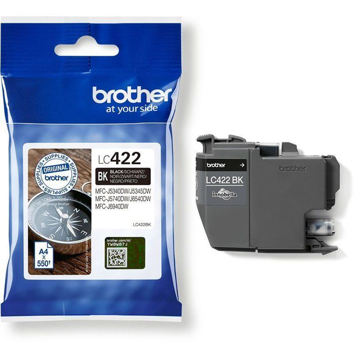 Cartridge LC422BK - BROTHER - Black 550p - For Business Smart MFC-J5340DW, MFC-J5345DW, MFC-J5740DW, MFC-J6540DW and MFC-J6940DW