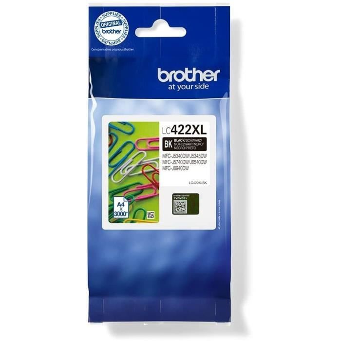 Cartridge LC422XLBK - BROTHER - Black - 3000p - For Business Smart MFC-J5340DW, MFC-J5345DW, MFC-J5740DW, MFC-J6540DW and MFC-J6940DW