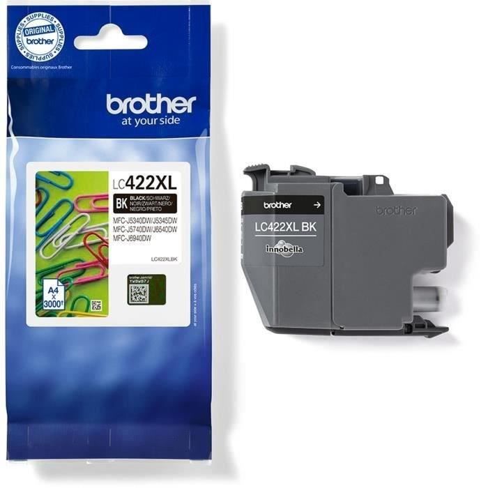 Cartridge LC422XLBK - BROTHER - Black - 3000p - For Business Smart MFC-J5340DW, MFC-J5345DW, MFC-J5740DW, MFC-J6540DW and MFC-J6940DW